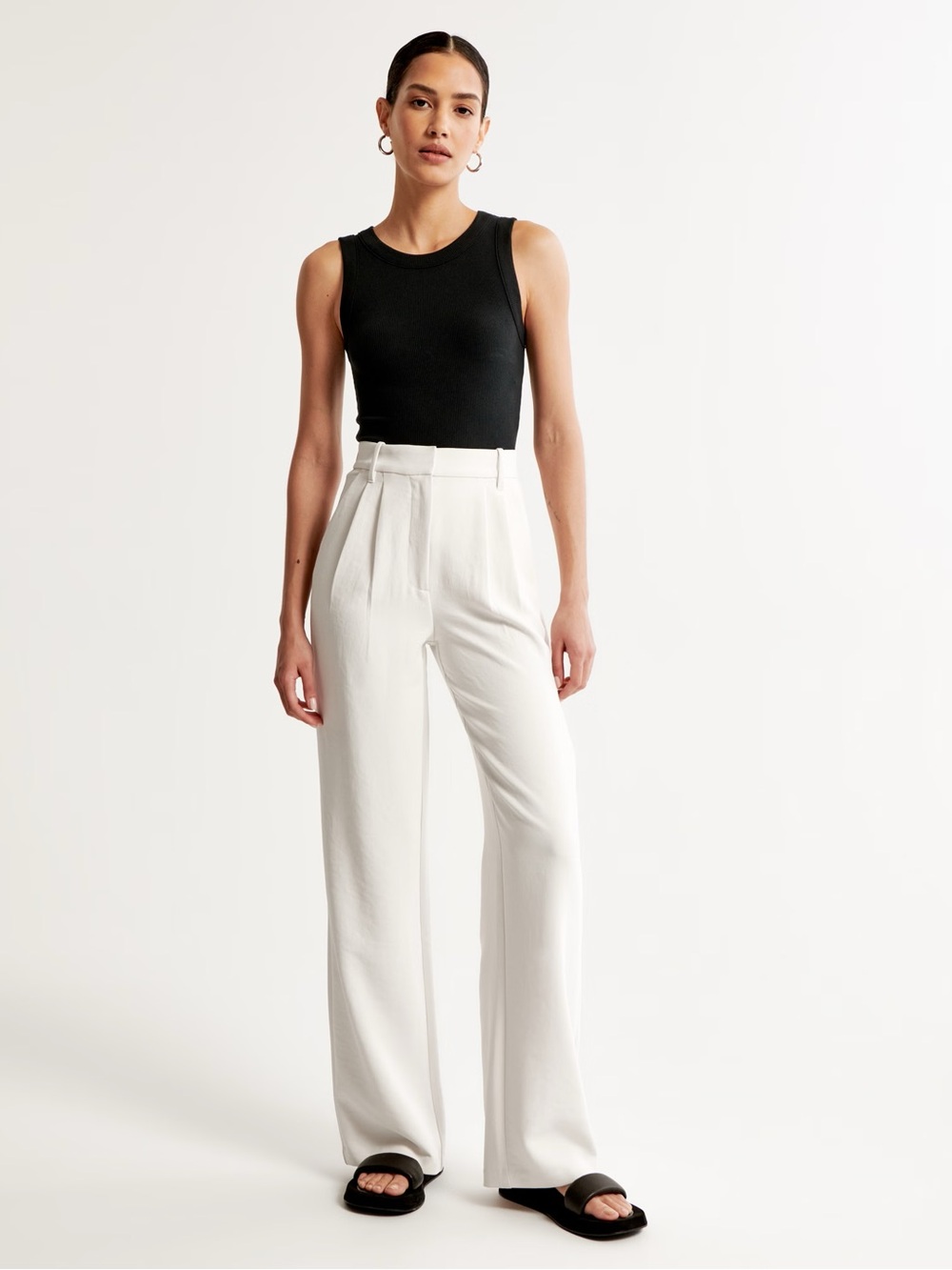Abercrombie Sloane tailored wide leg pants warm white 10/30 S